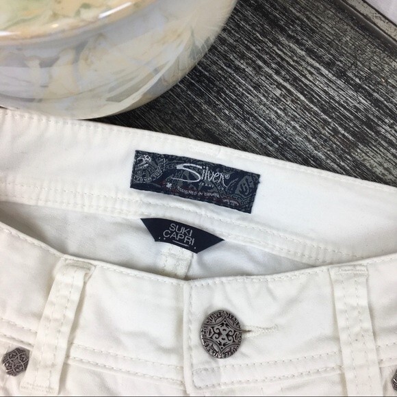 Silver Jeans White Suki Capri Cotton Jeans 27 - Picture 6 of 7